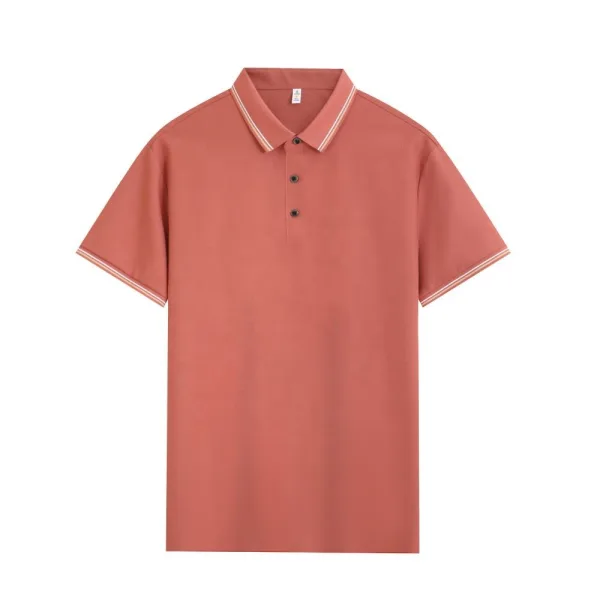 Waffle Pattern Fabric Polo T-shirt - Breathable Polo Shirt for Men - Terracotta