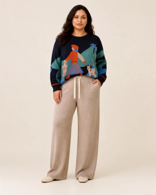 Women's Casual Sweater Set Two-piece Sweatshirts Trendy Suit Slimming Loose Pants Western Style Knitted