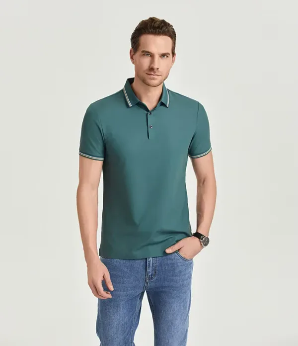 Waffle Pattern Fabric Polo T-shirt - Breathable Polo Shirt for Men